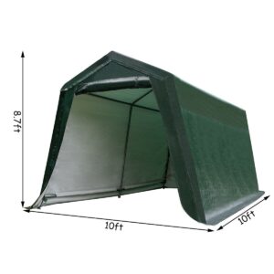 ERGOMASTER 10 Ft x 10 Ft Outdoor Carport Patio Storage Shelter Metal Frame and Waterproof Ripstop Cover for Motorcycle and ATV Car