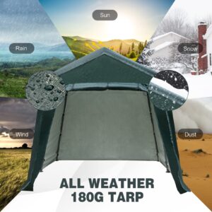 ERGOMASTER 10 Ft x 10 Ft Outdoor Carport Patio Storage Shelter Metal Frame and Waterproof Ripstop Cover for Motorcycle and ATV Car