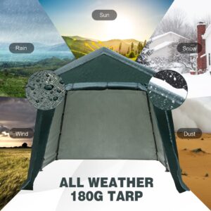 ERGOMASTER 8 Ft x 14 Ft Outdoor Carport Patio Storage Shelter Metal Frame and Waterproof Ripstop Cover for Motorcycle and ATV Car