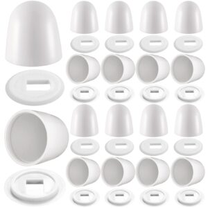 16 pieces universal toilet bolt caps plastic round push on toilet bowl caps covers toilet seat floor caps with extra washers for toilet bowl screws, 1.45 inch height