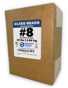 #8 glass beads - (10 lbs or 4.54 kg) - blasting abrasive media (medium) - 70-100 us mesh for blast cabinets or sand blasting guns
