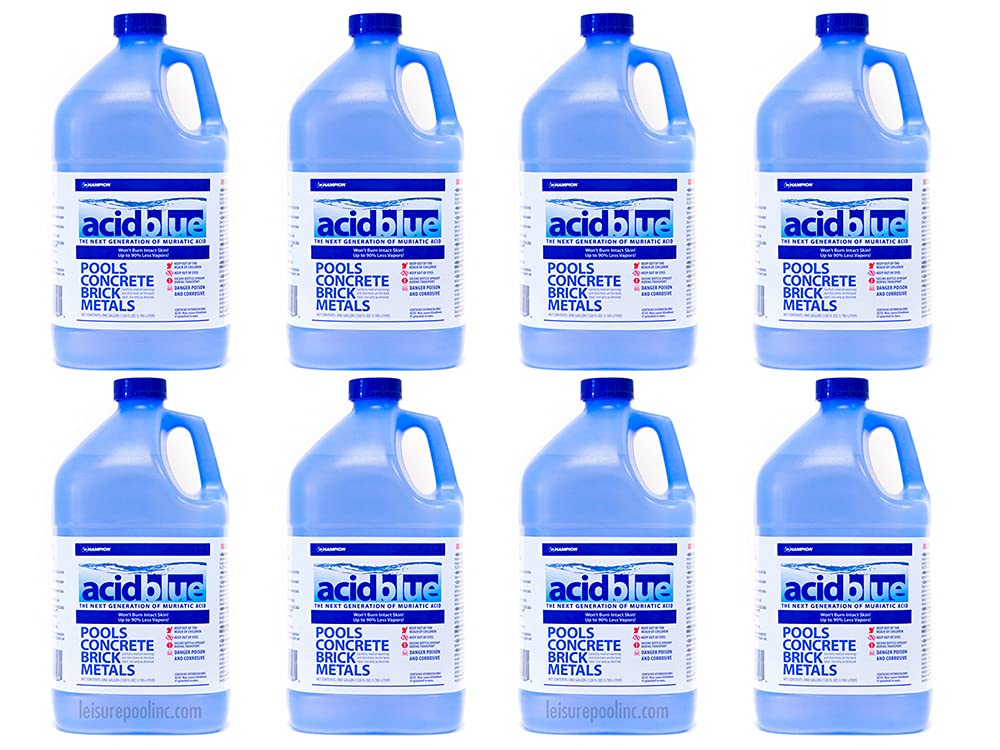 2 Pack | 8 Gallons - Acid Blue | Buffered, Low-Fume Muriatic Acid Swimming Pool pH Reducer