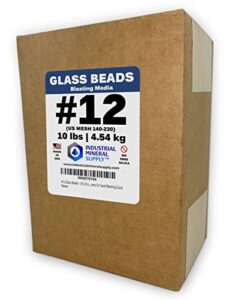 #12 glass beads - (10 lbs or 4.54 kg) - blasting abrasive media (extra fine) - 140-230 us mesh for blast cabinets or sand blasting guns
