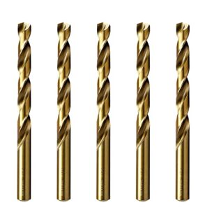 maxtool no.2 5pcs identical jobber length drills dia 0.221" hss m35 cobalt twist drill bits wire gauge numbered golden straight drills; jbn35g10r02p5