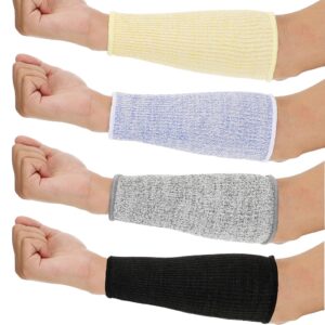 neer 4 pair protective arm sleeves for thin skin anti-cut burn resistant cover forearm sleeve for cooking construction(black, purple, gray, beige)