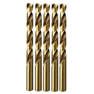 maxtool no.3 5pcs identical jobber length drills dia 0.213" hss m35 cobalt twist drill bits wire gauge numbered golden straight drills; jbn35g10r03p5