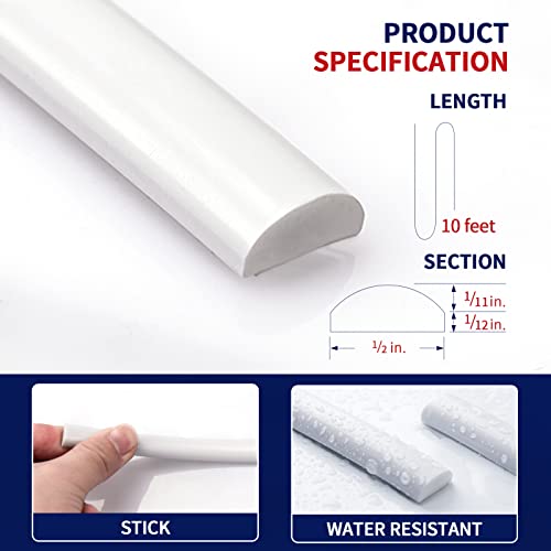 Art3dwallpanels 10 Ft Flexible Peel and Stick Trim Molding for Backsplash Tile Edge, Self-Adhesive Wall Trim for Corner Decor（White）