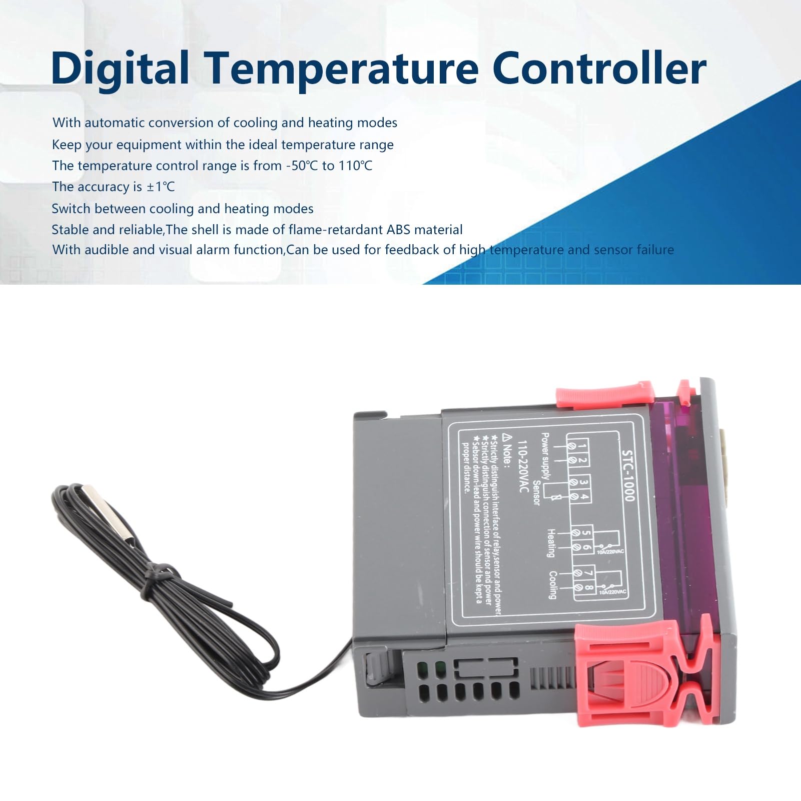 All-Purpose Digital Temperature Controller Cooling and Heating Thermostat Temperature Regulator -50-110℃ STC-1000 ((AC110~220V ))