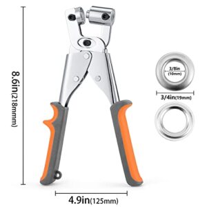 Grommet Tool Kit Eyelet Plier - Ecraft 3/8 Inch(10mm) Grommet Press Handheld Puncher Plier Kits with 500pcs Silver Grommets - Suitable for Punching Banners, Tarpaulin, Tents