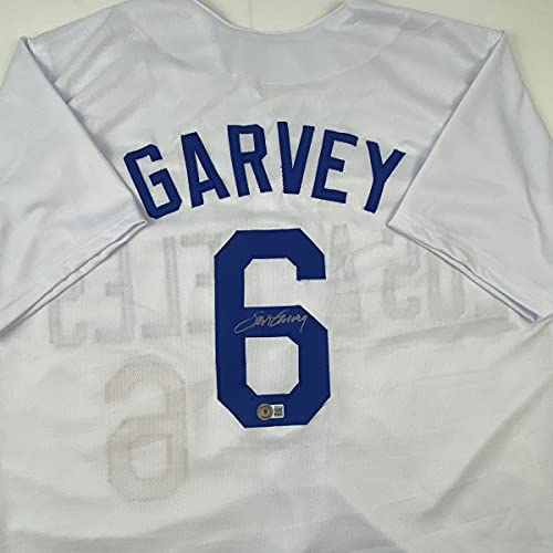 Autographed/Signed Steve Garvey Los Angeles LA White Baseball Jersey Beckett BAS COA