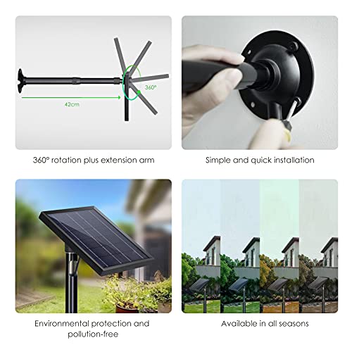 X-DRAGON Solar Panel for Security Camera Outdoor, IP67 Waterproof Solar Panel, 5V 3.5W Micro USB Solar Panel, 360° Adjustable Wall Mounting Bracket