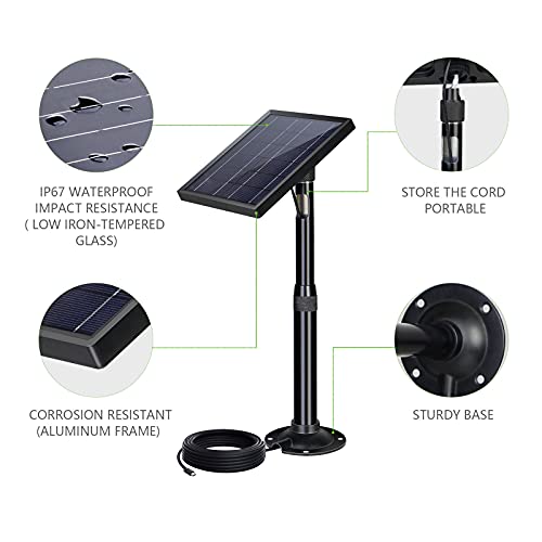 X-DRAGON Solar Panel for Security Camera Outdoor, IP67 Waterproof Solar Panel, 5V 3.5W Micro USB Solar Panel, 360° Adjustable Wall Mounting Bracket