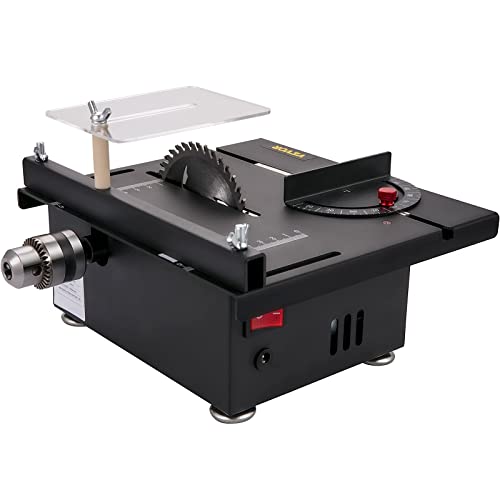 VEVOR Mini Table Saw, 96W Hobby Table Saw for Woodworking, 0-90 Angle Cutting Portable DIY Saw, 7-Level Speed Adjustable Multifunctional Table Saws, 1.3in Cutting Depth (Cutting/Polishing Set)