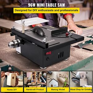 VEVOR Mini Table Saw, 96W Hobby Table Saw for Woodworking, 0-90 Angle Cutting Portable DIY Saw, 7-Level Speed Adjustable Multifunctional Table Saws, 1.3in Cutting Depth (Cutting/Polishing Set)