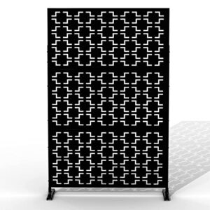 elevens room divider decorative privacy screen with stand, freestanding for your living room,metal space seperater,black,quadra