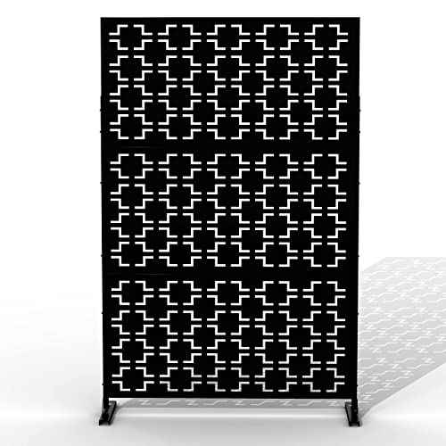 Elevens Room Divider Decorative Privacy Screen with Stand, Freestanding for Your Living Room,Metal Space Seperater,Black,Quadra