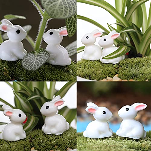 HONBAY 20PCS Resin Cute Rabbit Miniature Figurine Micro Landscape Decorations Fairy Gardens DIY Ornaments Decorations Succulents Plant Decoration Bunnies Cake Topper