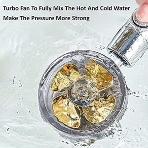 Hydro Jet Handheld Turbo Fan Shower Heads, High Pressure Shower Heads with Filter, 360 Degrees Rotating Turbocharged Shower Head (Gold)