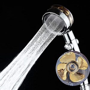 Hydro Jet Handheld Turbo Fan Shower Heads, High Pressure Shower Heads with Filter, 360 Degrees Rotating Turbocharged Shower Head (Gold)