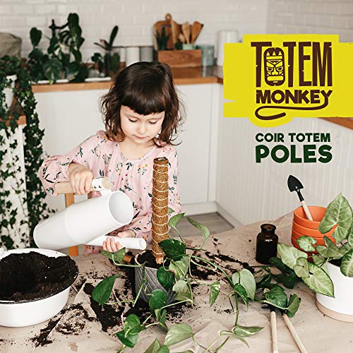 Totem Monkey Moss Pole for Plants Monstera - 47.8 Inch Coir Totem Plant Support - 4 x 15.7 Inch Coco Sticks for Climbing Indoor Potted Plants - 40 Paper Twist Ties - Train Creeper House Plants Grow