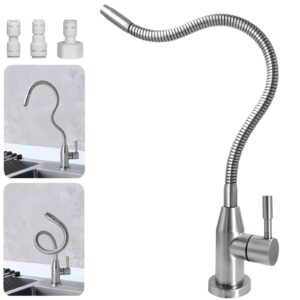 2024 update kitchen water filter faucet with flexible gooseneck, lead-free drinking water faucet safety for water filtration systems or reverse osmosis systems, stainless steel beverage faucet