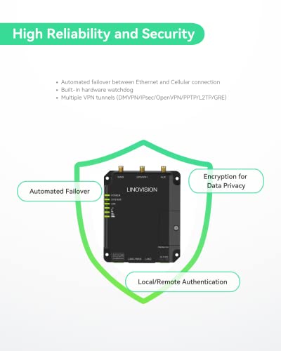 【Upgrade】 LINOVISION Industrial 4G LTE Router for AT&T, T-Mobile and Verizon, Support WiFi, Dual SIM Cards, RS485, DI/DO, Secure VPN Access, Cloud Management, Cellular Router for M2M/IOT Application