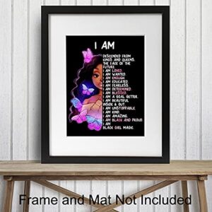 African American Girl Wall Art & Decor - I Am Black Girl Magic - Black Art - Inspirational Positive Affirmations - Inspiring Positive Quotes - Tween Teen Little Girls Bedroom Decor - Daughter Gifts