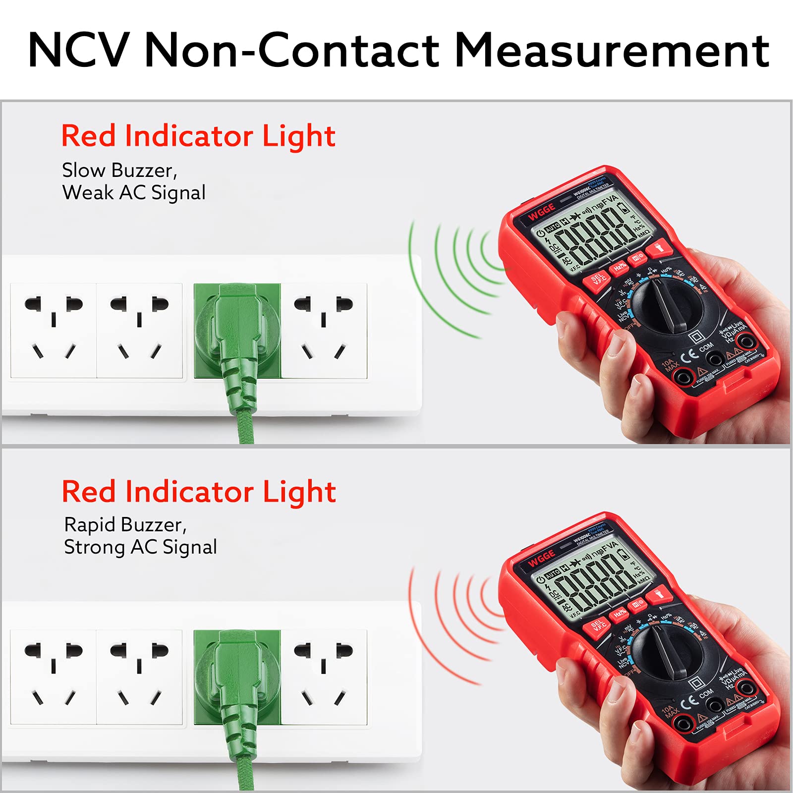 WGGE Digital Multimeter, TRMS 9999 Counts Auto-Ranging Voltage Tester Voltmeter Measuring AC/DC Voltage Current, Capacitance Resistance, Frequency Voltage Measurement, Duty Cycle, Continuity, and NCV