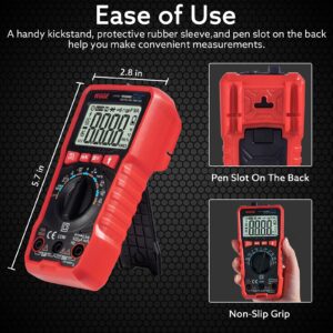 WGGE Digital Multimeter, TRMS 9999 Counts Auto-Ranging Voltage Tester Voltmeter Measuring AC/DC Voltage Current, Capacitance Resistance, Frequency Voltage Measurement, Duty Cycle, Continuity, and NCV