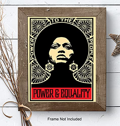 African American Wall Art & Decor - Black Culture - Power to The People - Black Art - Black Pride Poster - Black Lives Matter Sign - Gifts for African American Women, Men, Girl, Boy - Classroom Decor