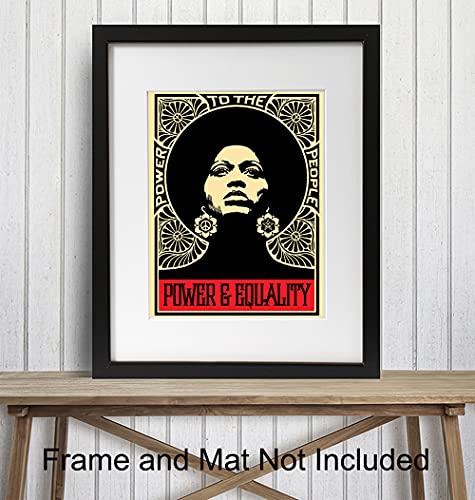 African American Wall Art & Decor - Black Culture - Power to The People - Black Art - Black Pride Poster - Black Lives Matter Sign - Gifts for African American Women, Men, Girl, Boy - Classroom Decor