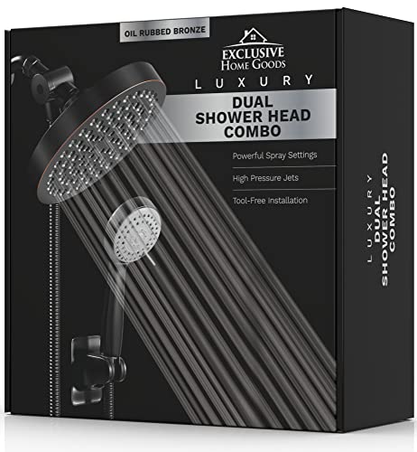 Shower Head With Handheld Combo, 6 Inch High Pressure Rainfall Showerhead With Hand Held 70 Inch Hose for Bath - Adjustable Swivel Shower Head Spray Anti-leak Nozzles - Universal Fit