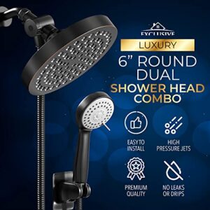 Shower Head With Handheld Combo, 6 Inch High Pressure Rainfall Showerhead With Hand Held 70 Inch Hose for Bath - Adjustable Swivel Shower Head Spray Anti-leak Nozzles - Universal Fit