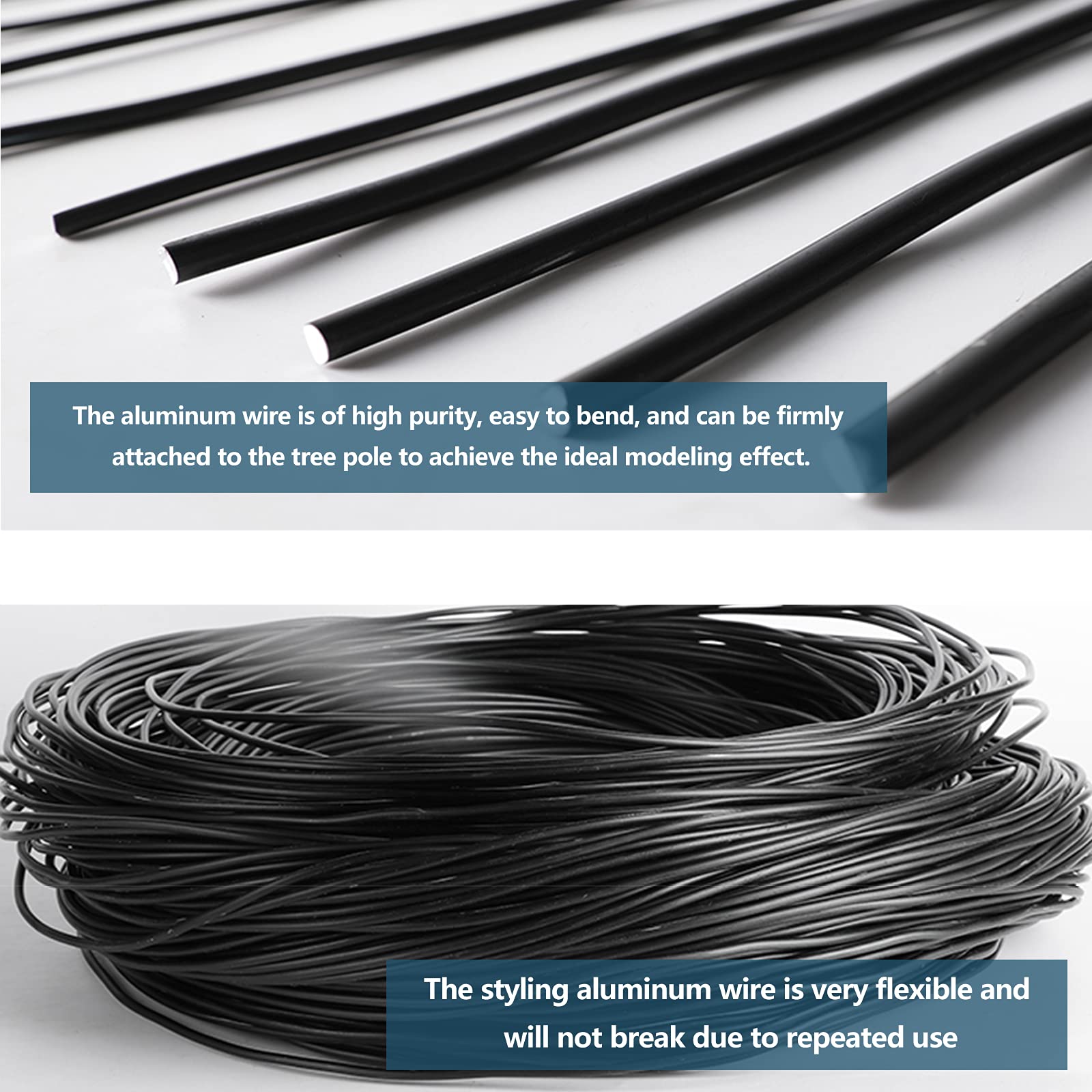 SHHMA Bonsai Wire Aluminum Wire for Bonsai Trees Suitable for Potted Plant Decoration, Black,Diameter:8mm