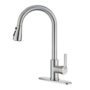 pull out kitchen faucets single handle high arc,single level stainless steel kitchen sink faucets with pull down sprayer (brushed nickel)