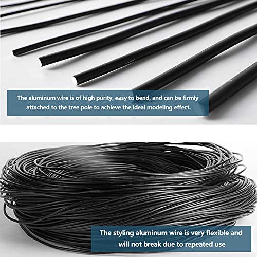 SHHMA Bonsai Wire Aluminum Wire for Bonsai Trees Suitable for Potted Plant Decoration, Weight is 500G,Black,Diameter:2.5mm