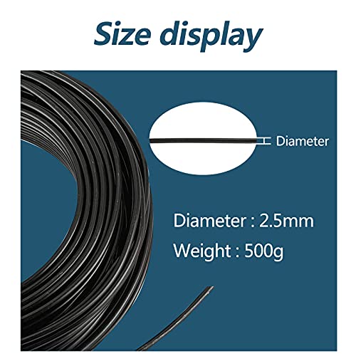 SHHMA Bonsai Wire Aluminum Wire for Bonsai Trees Suitable for Potted Plant Decoration, Weight is 500G,Black,Diameter:2.5mm