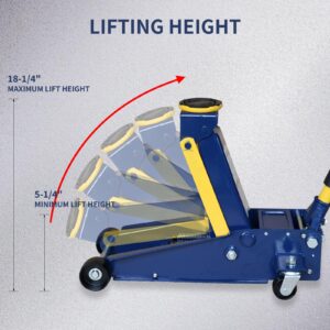 Eisen Heavy duty 3 Ton Floor Jack For All Terrain Vehicle Low Profile Hydraulic Jack, Steel Service Jack Quick Rise With Double Pump Quick Lift