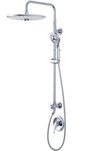 sr sun rise 10 inch shower fixtures with 1.8 gpm rain showerhead and hand shower 27.6" slide bar shower faucet set complete for easy reach, single handle design shower valve include, polished chrome