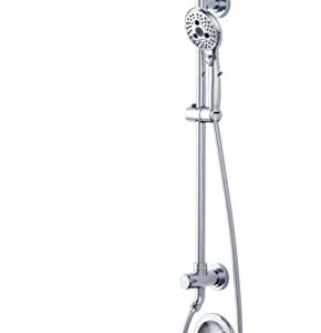 SR SUN RISE 10 Inch Shower Fixtures with 1.8 GPM Rain Showerhead and Hand Shower 27.6" Slide Bar Shower Faucet Set Complete for Easy Reach, Single Handle Design Shower Valve Include, Polished Chrome