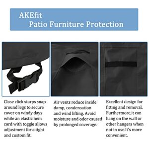 AKEfit Outdoor Patio Furniture Cover,420D Heavy Duty Waterproof Rectangular Table Chair Patio Set Covers with Adjustable Buckles, Air Vents Fits up to D98 x W78 x H32