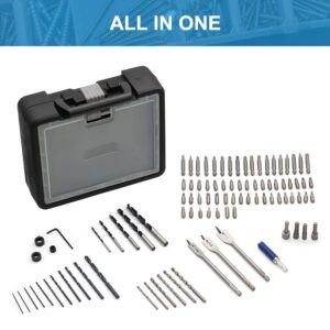 PRESTO Drill Bit Set - 100-Piece Drilling and Driving Combo Kit High Speed Steel Drill Bits & Driver Set for Wood Metal Cement Masonry and Plastic with Carrying Case