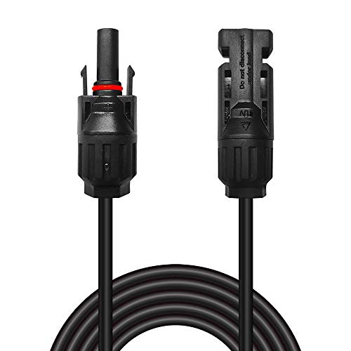 Newpowa 6FT 15FT 30FT 50FT 100FT(Feet) 10AWG(6mm²) Solar Extension Cable with Male/Female Solar Panel Connectors Weatherproof for PV Outdoor Use,One Tinned Copper Black