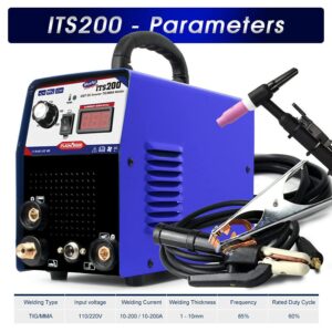 PLASMAGRON ITS200 2 In1 TIG/ARC/MMA Plasma Welder machine 110/220v IGBT Inverter 200A DC Argon Welder semi-automatic Welding Soldering Iron, Blue