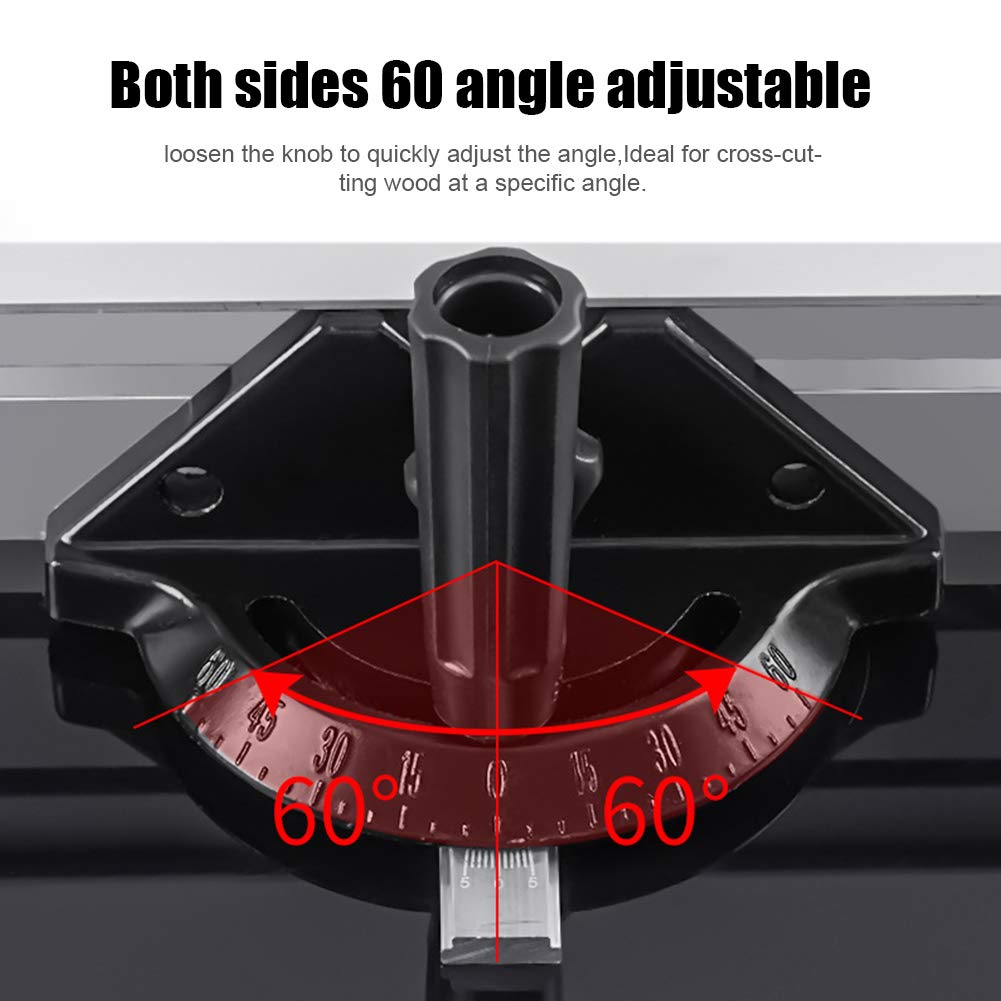 Table Saw Miter Gauge with Aluminum Miter Fence,Both Sides 60 Angle Adjustable,Be Used for Table Saws, Band Saws, Router Tables, Jointers(Black)