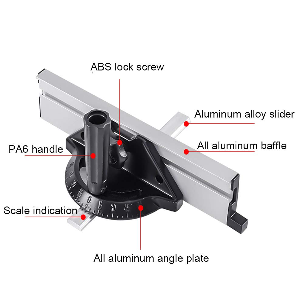 Table Saw Miter Gauge with Aluminum Miter Fence,Both Sides 60 Angle Adjustable,Be Used for Table Saws, Band Saws, Router Tables, Jointers(Black)