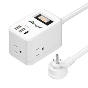 alitayee travel power strip, portable power strips with 3 outlets 3 usb ports 15.5w fast charging and 6 ft flat plug extension cord no surge protector for cruise travel hotel college dorm home office