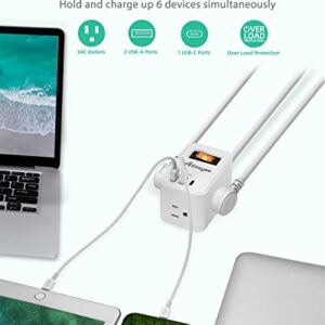 Alitayee Travel Power Strip, Portable Power Strips with 3 Outlets 3 USB Ports 15.5W Fast Charging and 6 ft Flat Plug Extension Cord No Surge Protector for Cruise Travel Hotel College Dorm Home Office