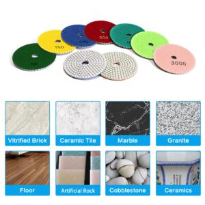 DKITDBIT 10 Pieces Diamond Polishing Pads Wet 4 inch (100mm) for Marble, Granite, Quartz, Concrete and Stone.