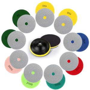 DKITDBIT 10 Pieces Diamond Polishing Pads Wet 4 inch (100mm) for Marble, Granite, Quartz, Concrete and Stone.